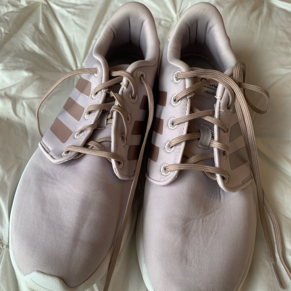 Rose Gold Adidas running shoes